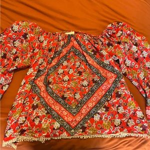 Orange Floral Off the Shoulder Top: Altar’d State - Size S